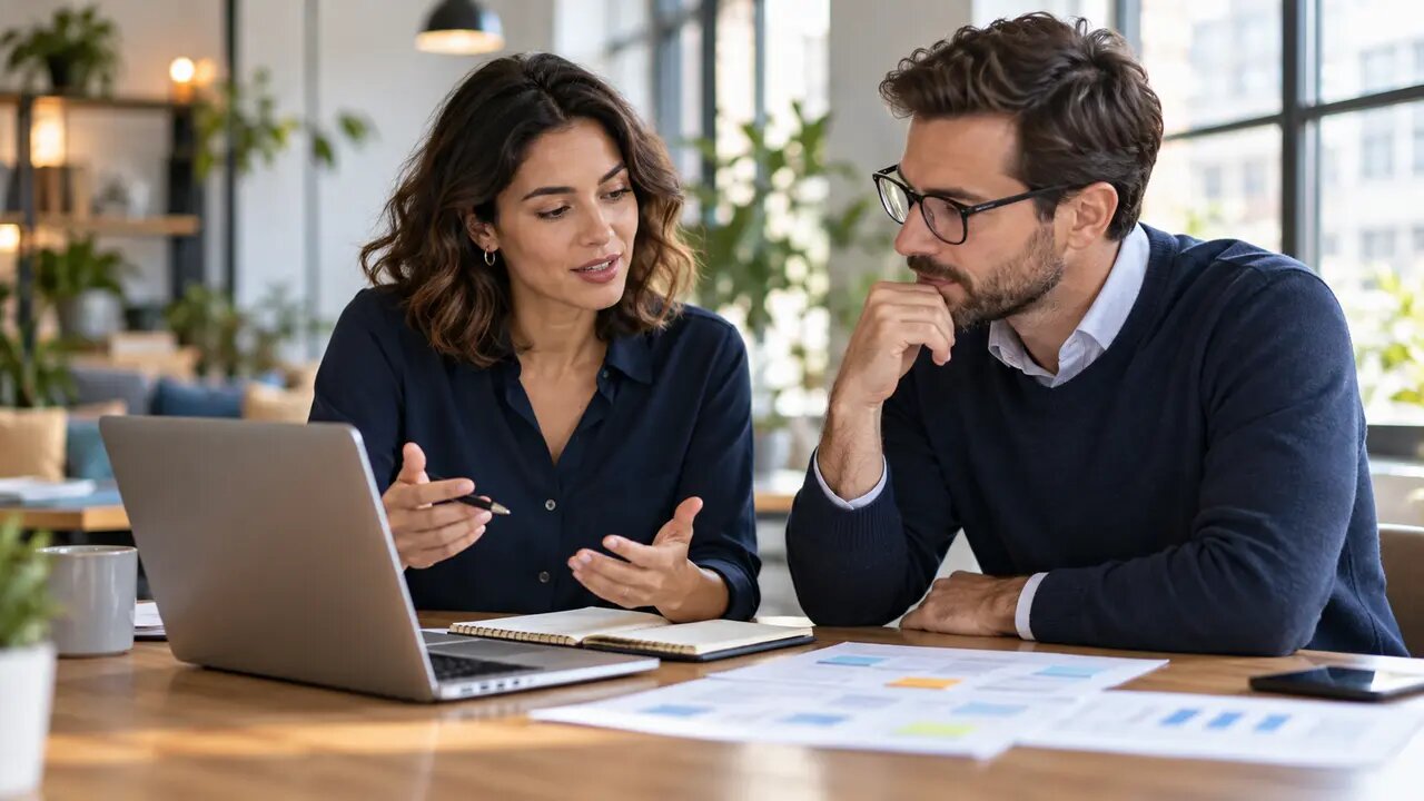 Two colleagues planning a business AI project